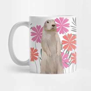 Cute Groundhog Pink Flowers Mug